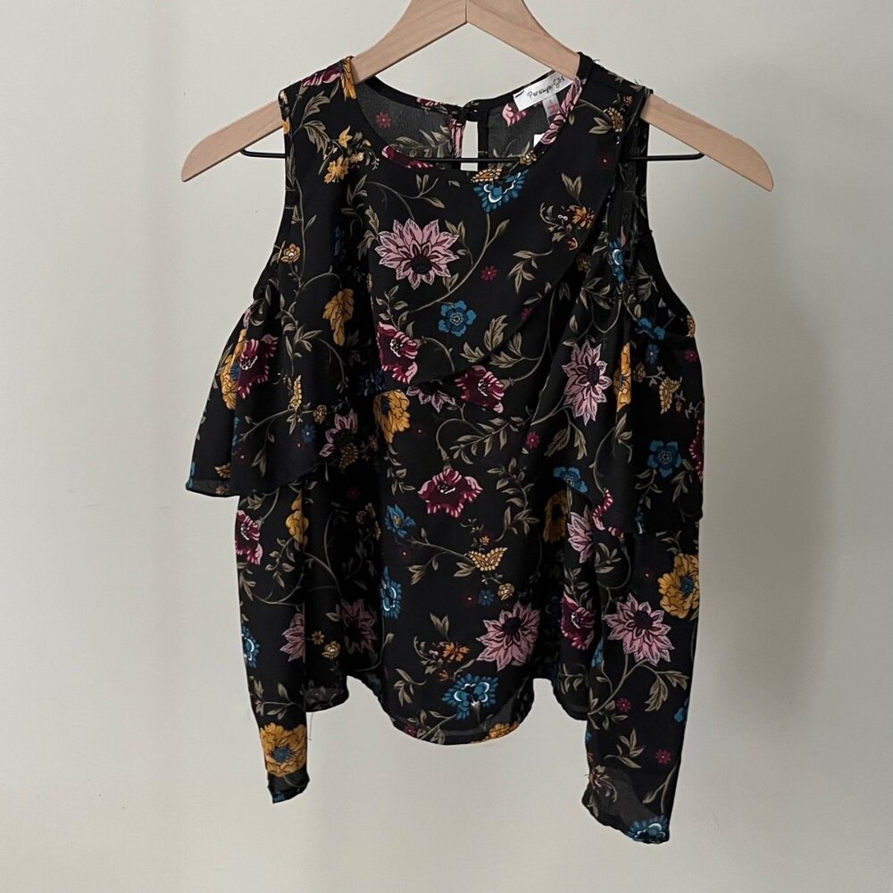 Persaya Girl Kaity Flounce Cold Shoulder Top